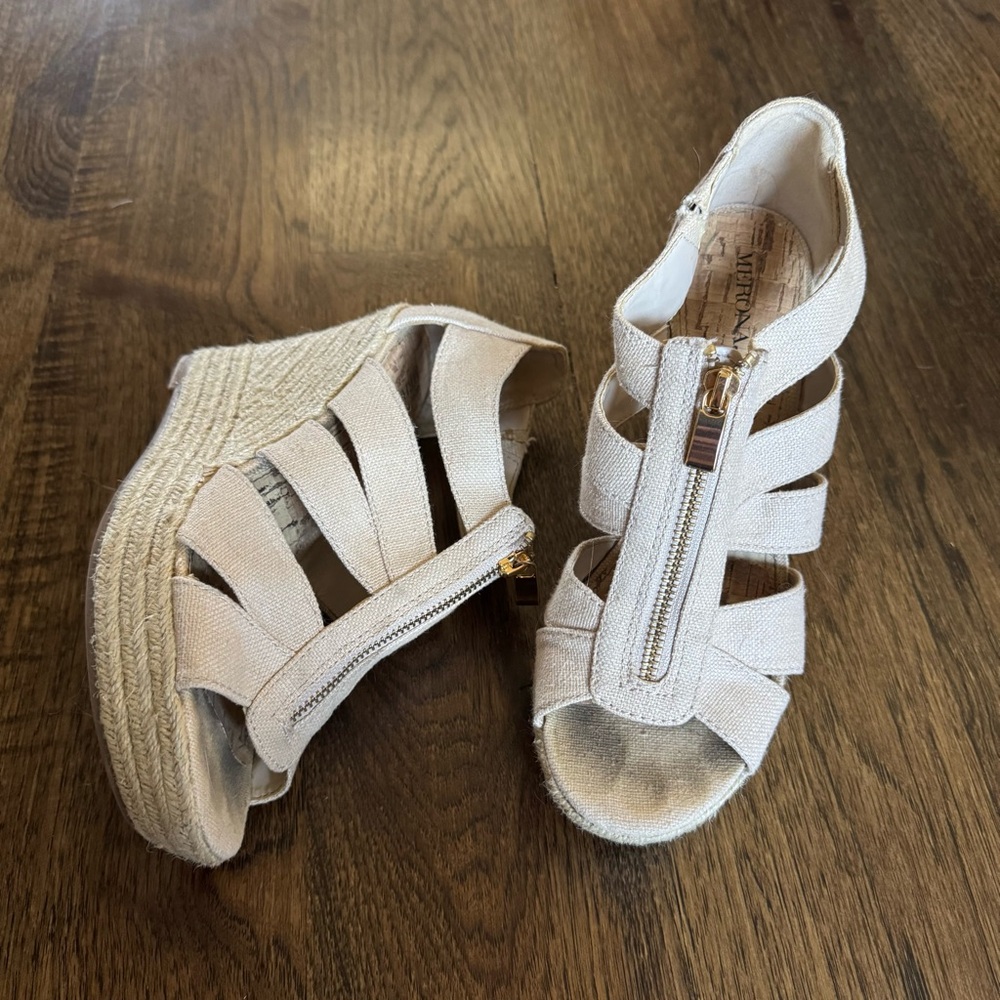 Merona Cream Wedge Sandals with Zipper